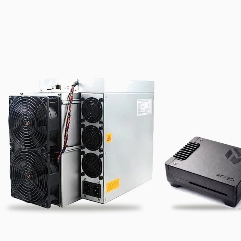 MINEOMATBOX HOME neben Antminer S19k Pro Bitcoin-Miner