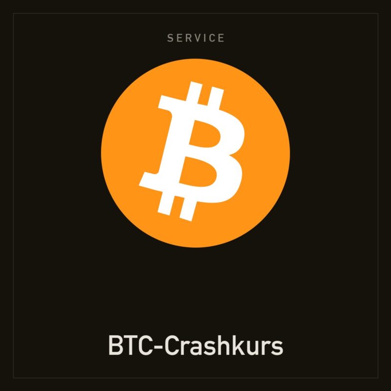 BTC-Crashkurs mit Bitcoin-Logo — MINEOMAT Service